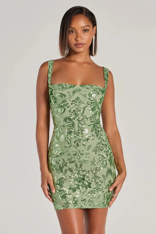 Aubree Lace-Up Sequin Party Dress
