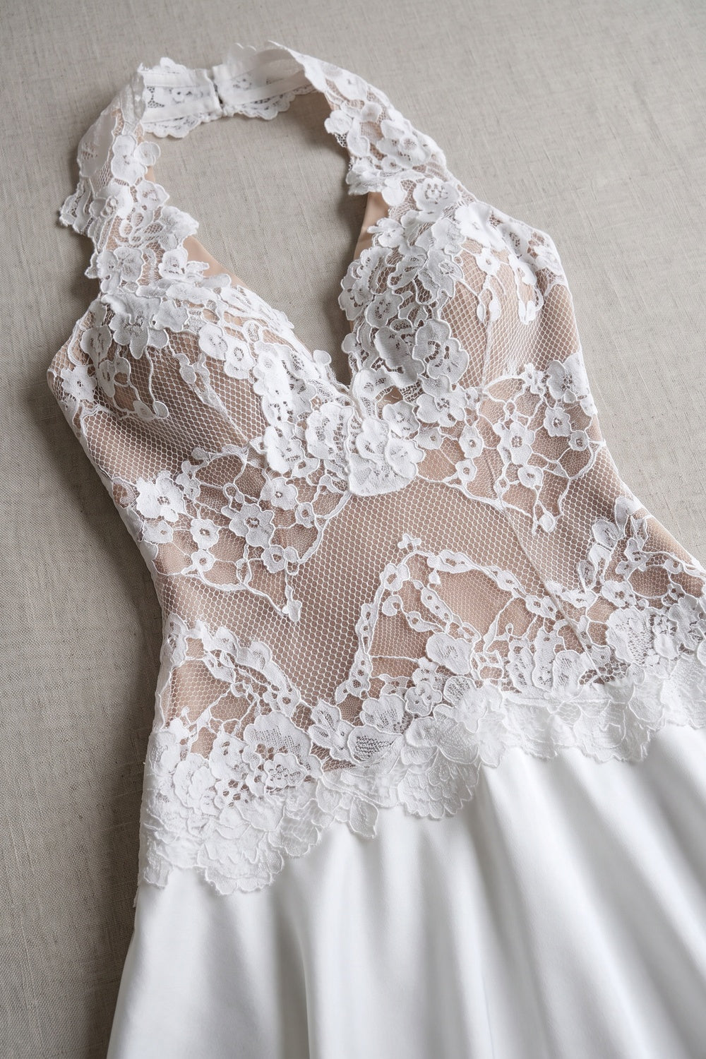 White Halter Lace Mini Dress Premium Fabric - product view 8