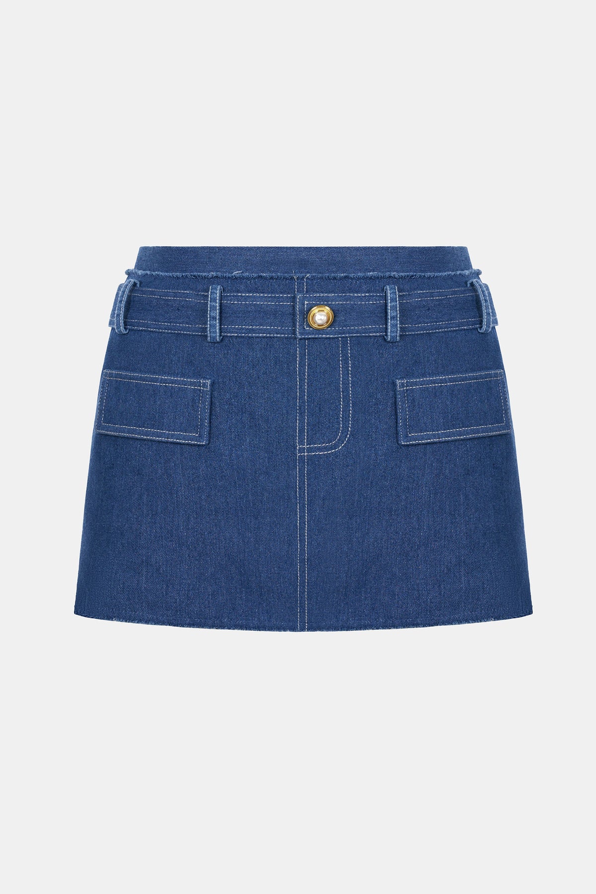 Denim Blue Tweed Mini Skirt