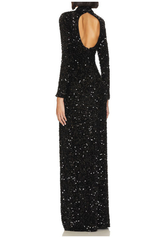 SEQUIN EMBELLISHMENTS SLIT MAXI DRESS