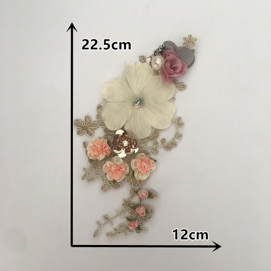Cross-border 3D floral lace collar sequin DIY handmade lace appliqué lace dress pants accessories wholesale