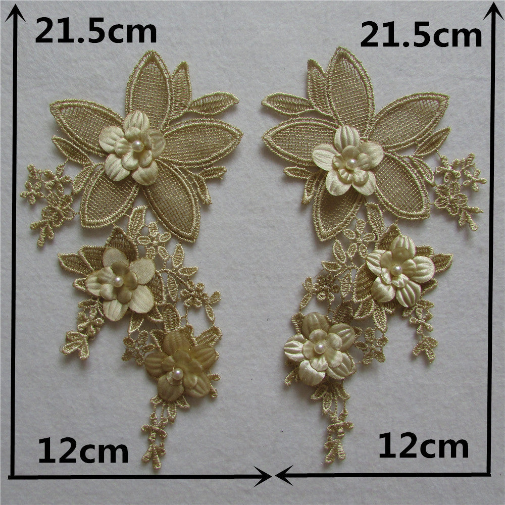 Computerized embroidery lace collar pair flower handmade DIY imitation pearl lace clothing accessories appliqué spot wholesale