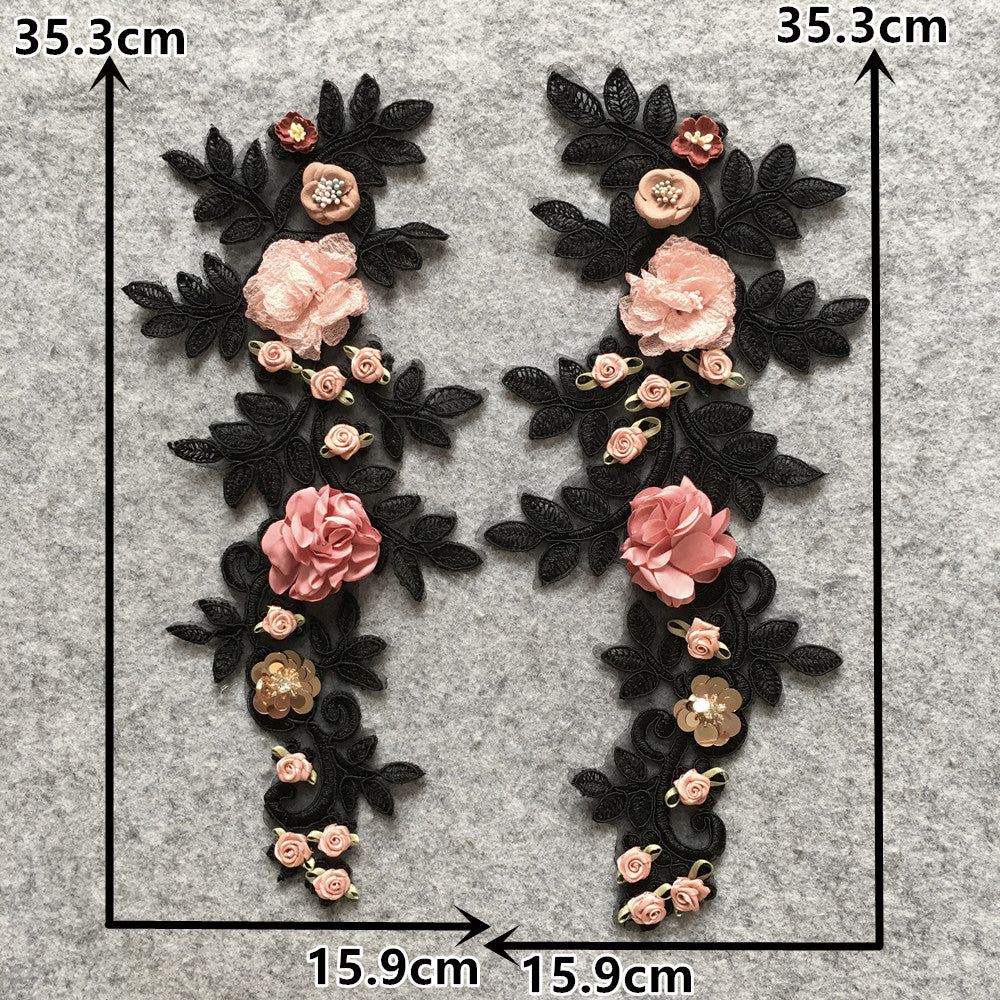 Factory direct sales of lace collars, embroidered lace lace edges, sequins, 3D realistic rose gown accessories, wholesale