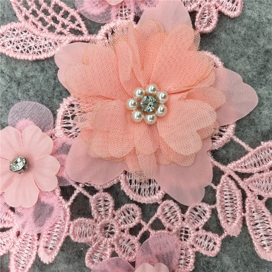 Factory polyester lace collar, 3D rhinestone DIY hollow corsage, lace lace, garment accessories, decal wholesale