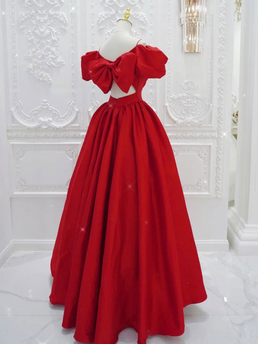 Red v neck satin maxi dress