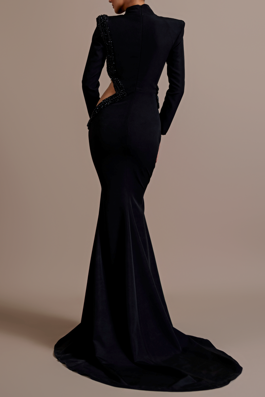 angela cut out Diamond bandage bodycon maxi dress in black