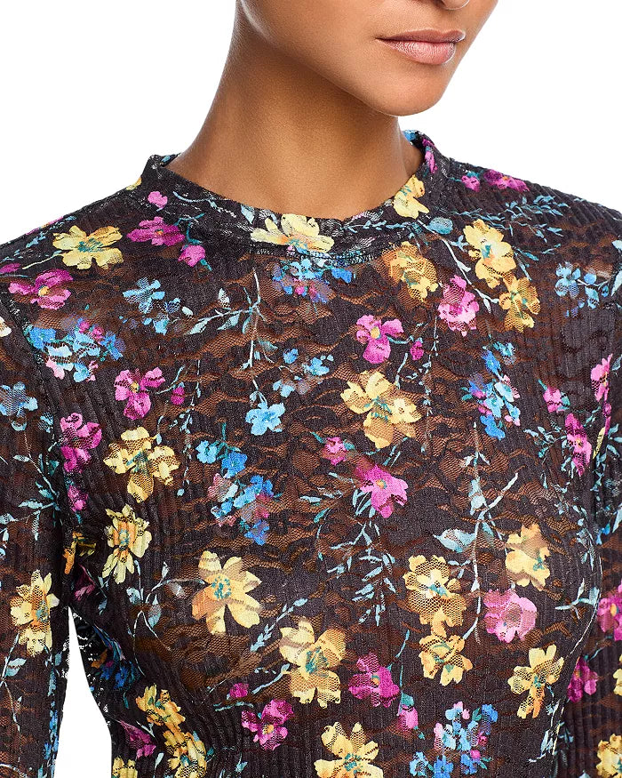 Floral Puckered Lace Top