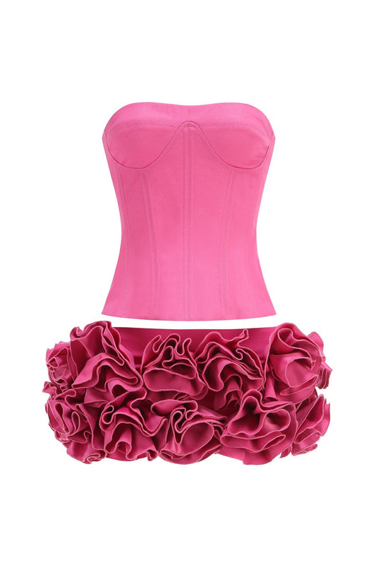 CLEGG PINK CORSET FLOWER TWO-PIECE SET