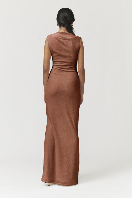 VEGA RUCHED FRONT MIDI DRESS