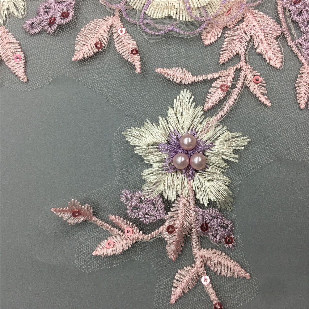 Clothing accessories: 3D floral faux pearl lace sequins, lace trim, collar embroidery decoration, DIY clothing accessories