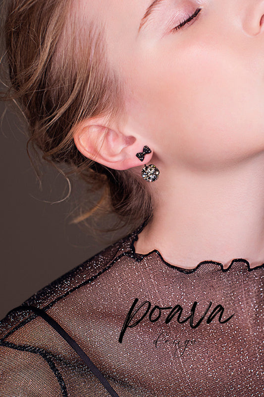 Blue Crystal embellished drop earrings