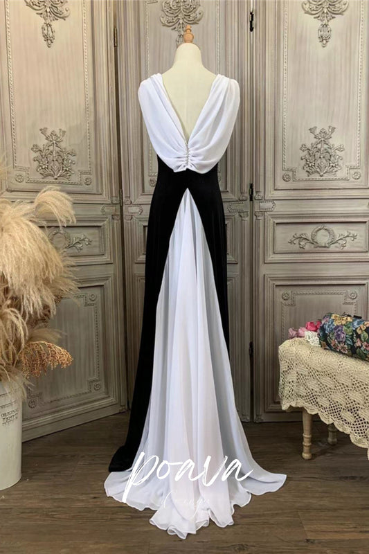 Silk backless maxi dress in black