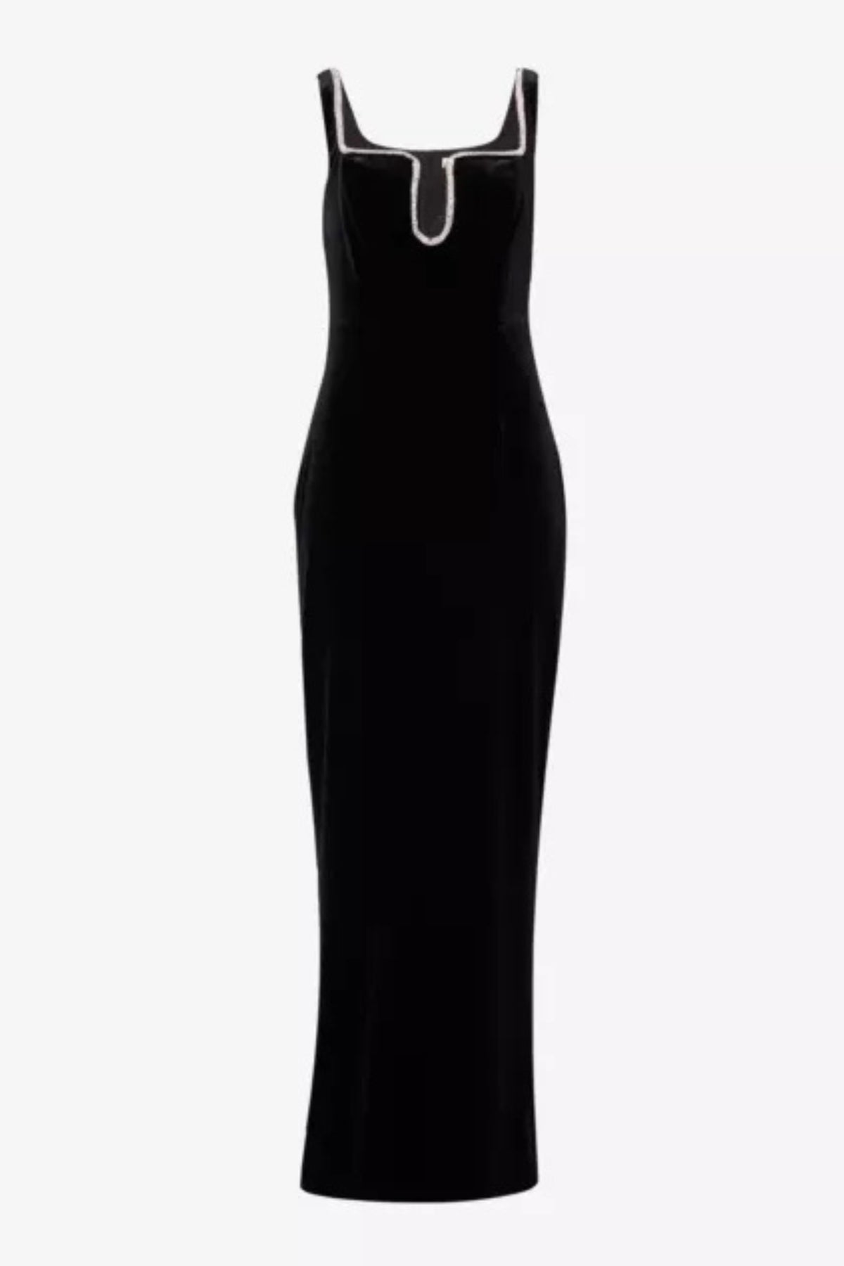 Crystal-embellished velvet maxi dress