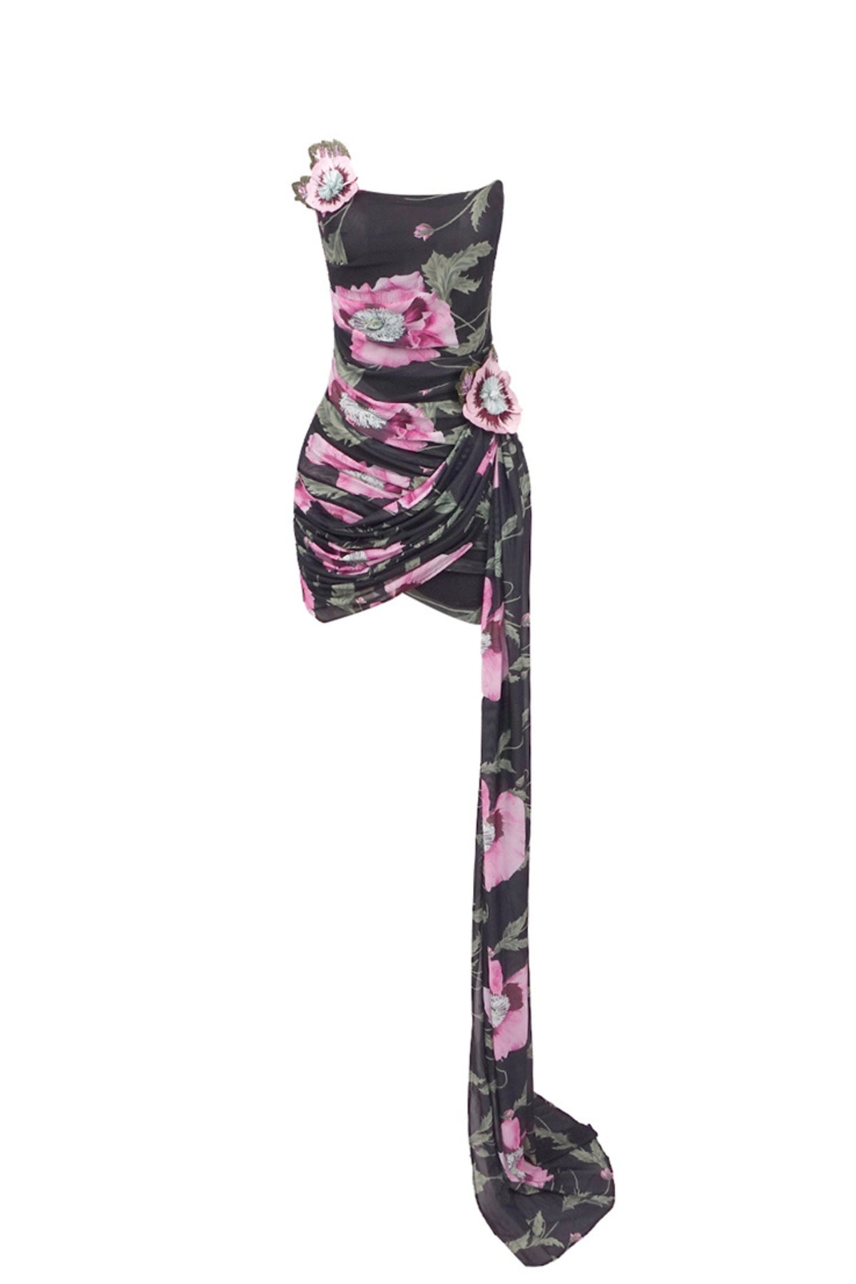 Floral drape mini dress