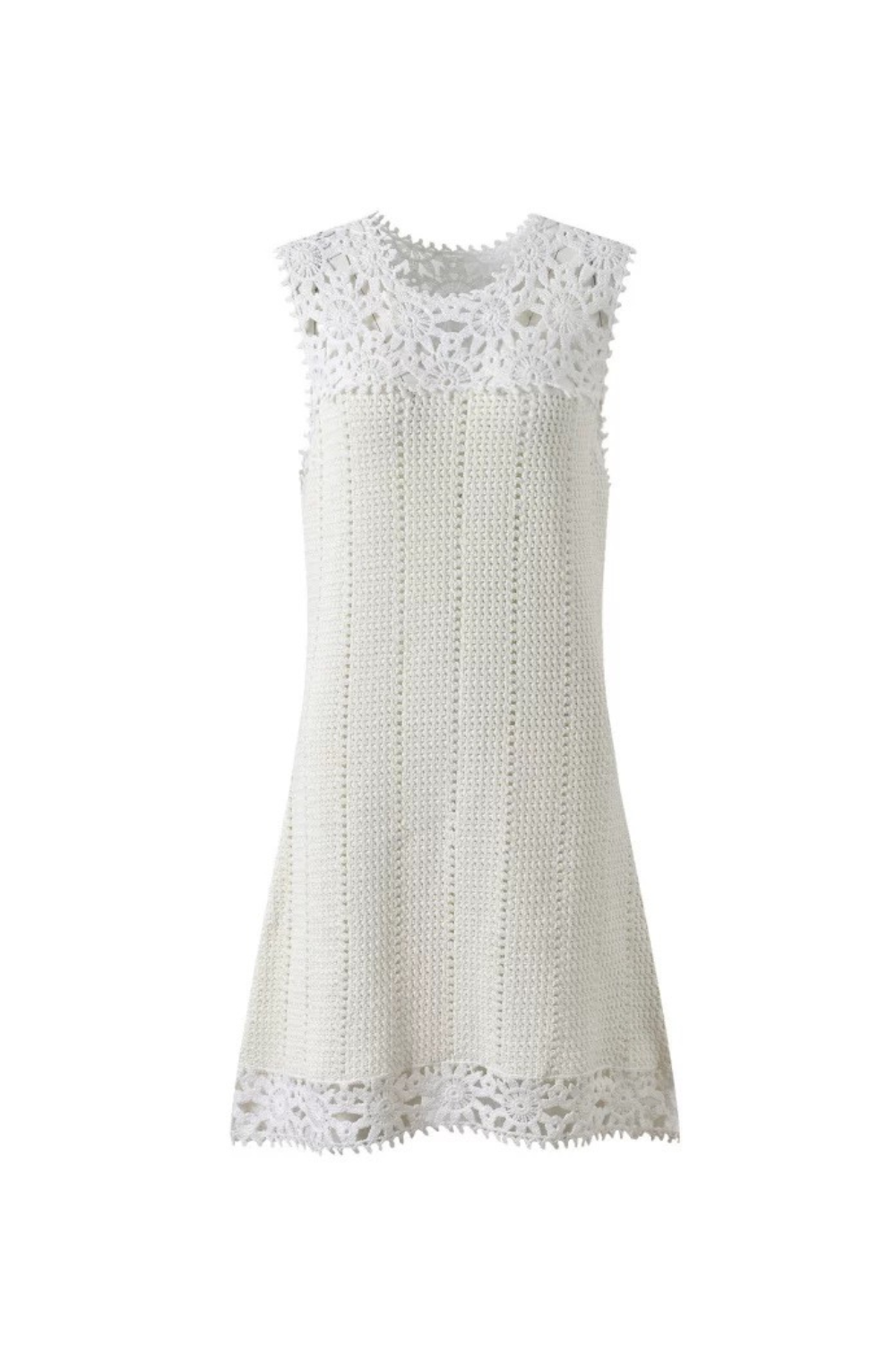 Floral Crochet Mini Dress in white