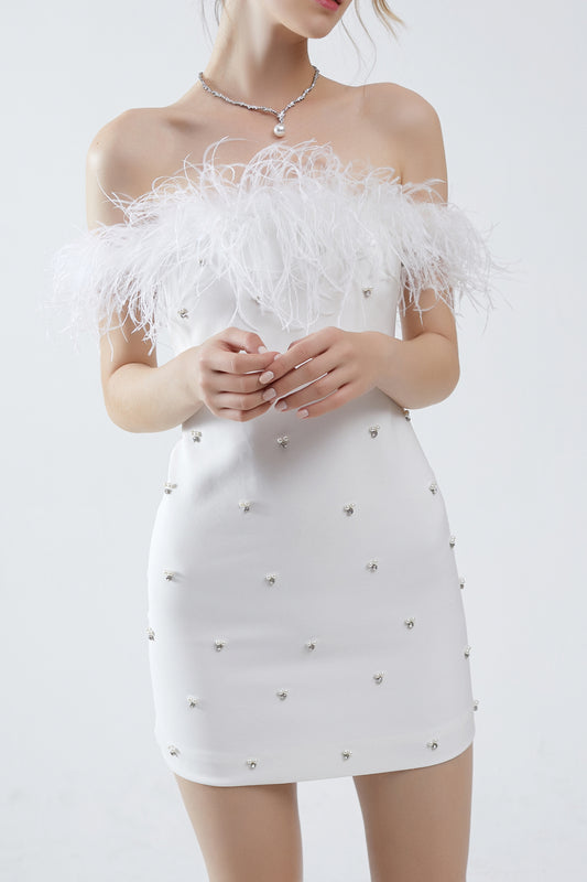 Strapless Embellished Mini Dress