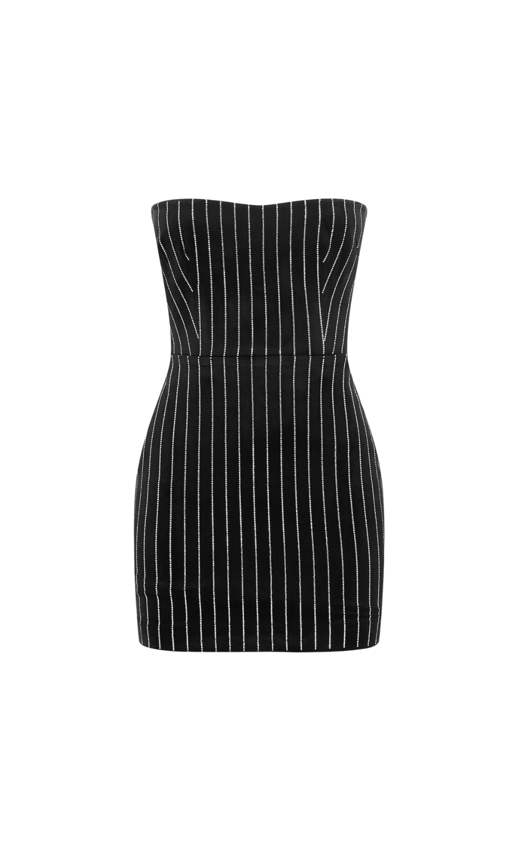Erlina Crystal Pinstripe Strapless Mini Dress