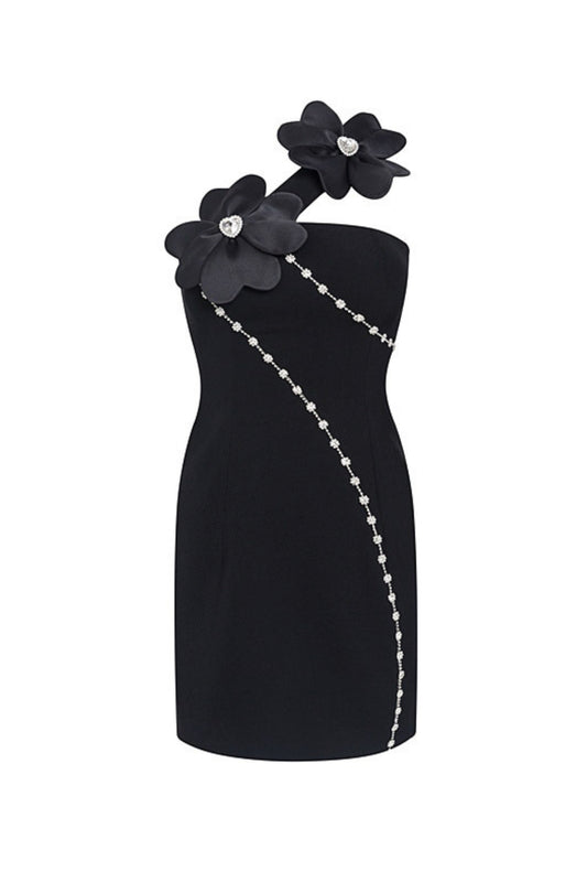 Black One Shoulder Mini Dress