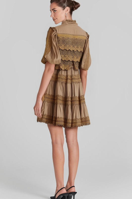 Inès lace cut-out layered mini dress