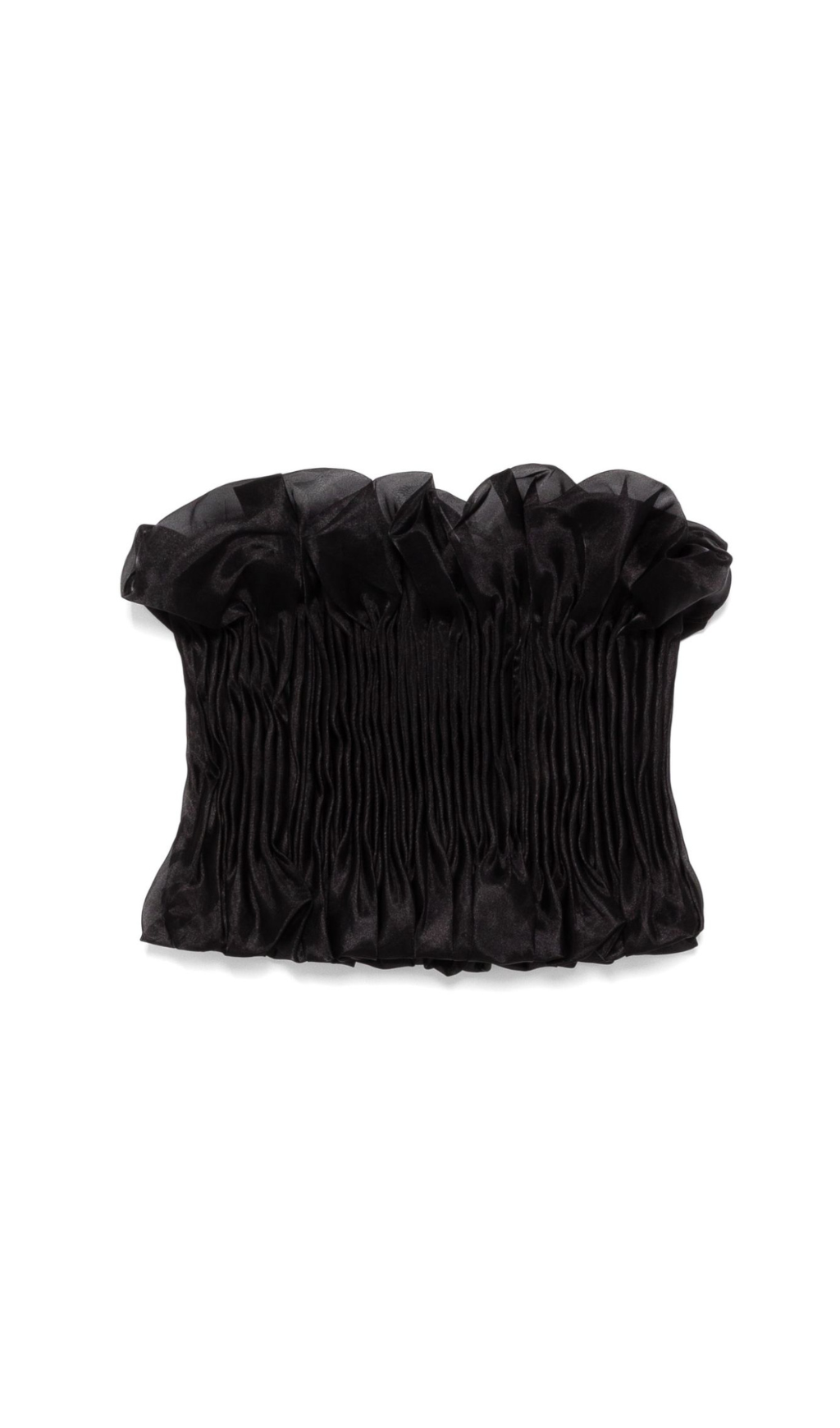print ruffle trim top in black