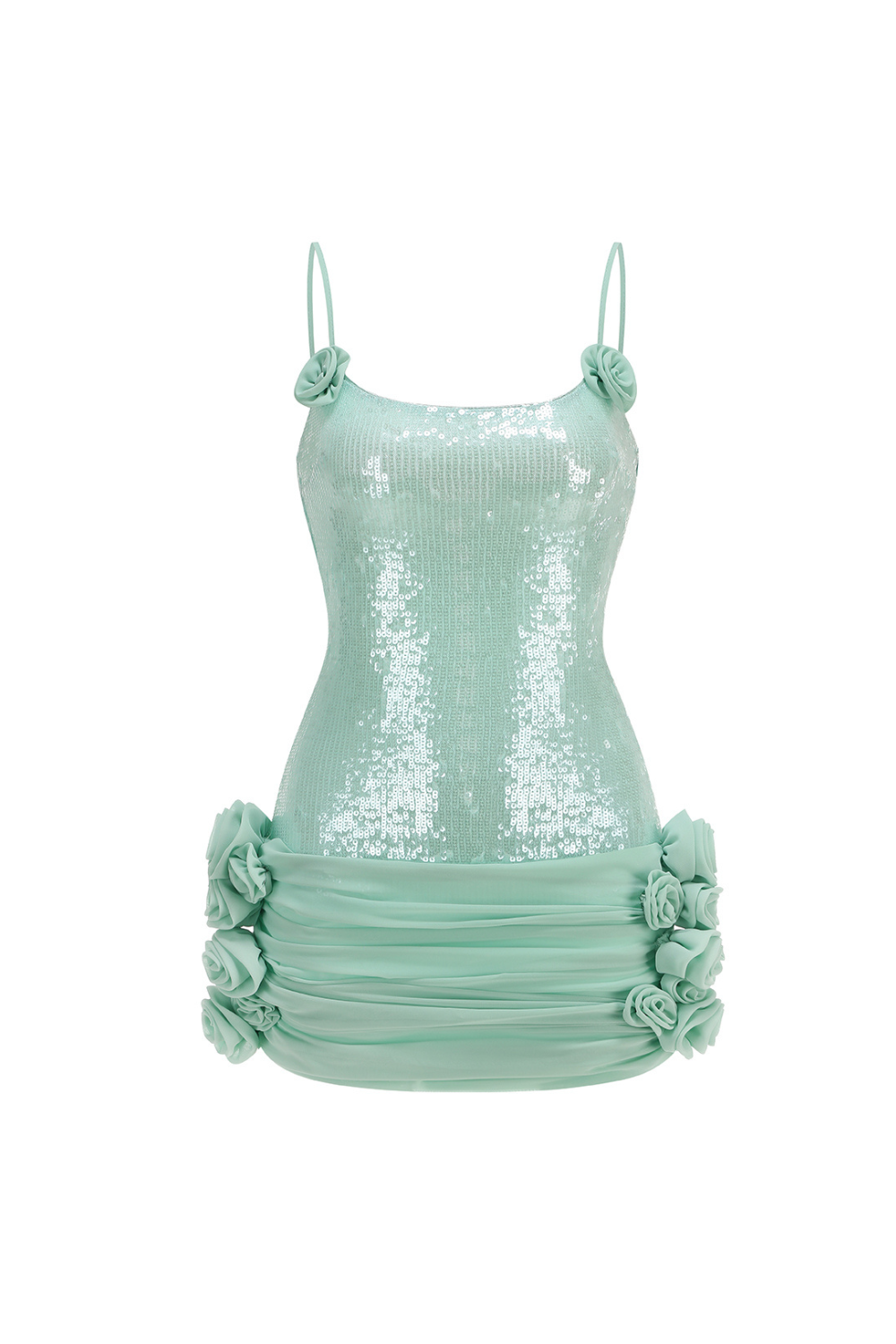 Molly Sequin chiffon Mini Dress in mint