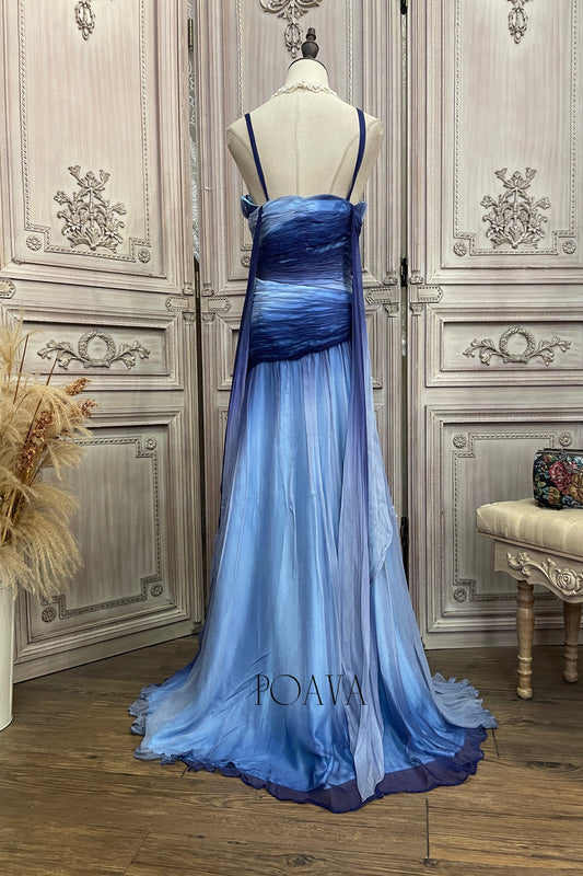Blue Silk Maxi Dress