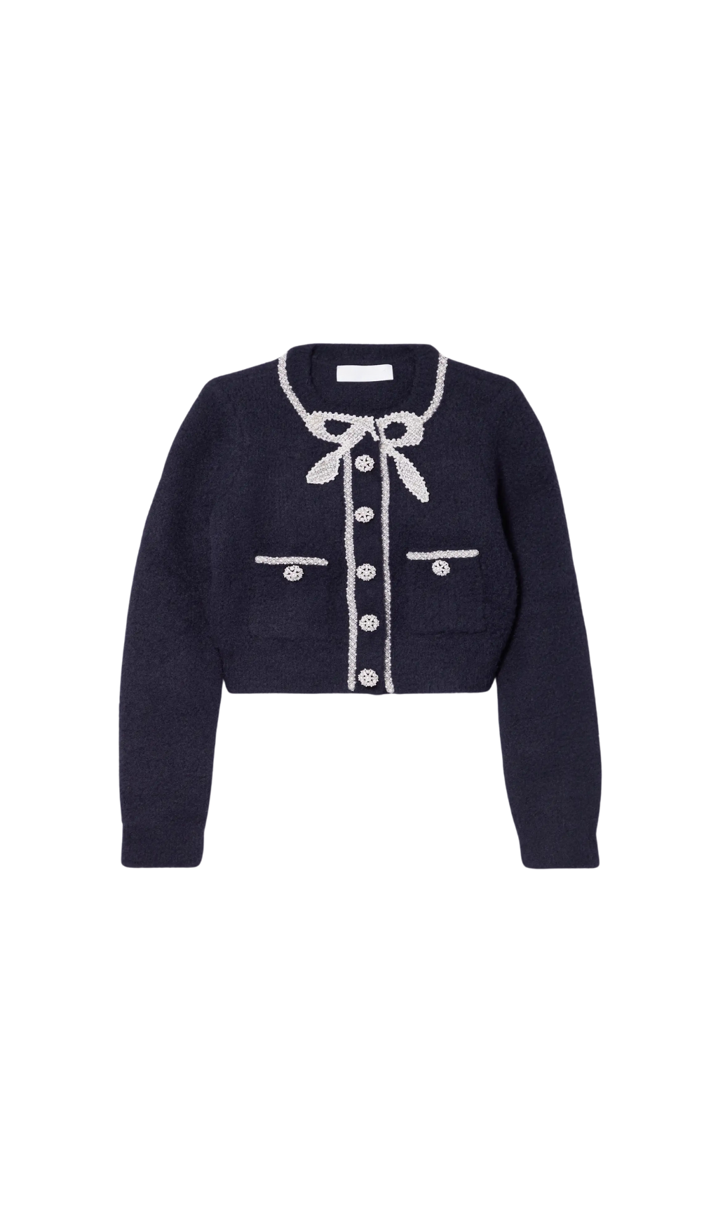 NAVY SOFT KNIT BOW CARDIGAN