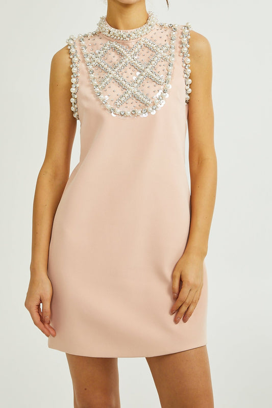 Cesca embellished sleeveless mini dress