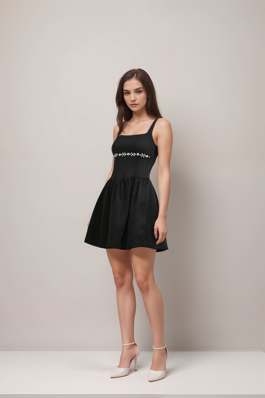 Delia embellished flared dress