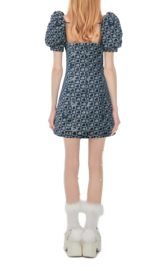 PRINCESS PEARL DENIM MINI DRESS