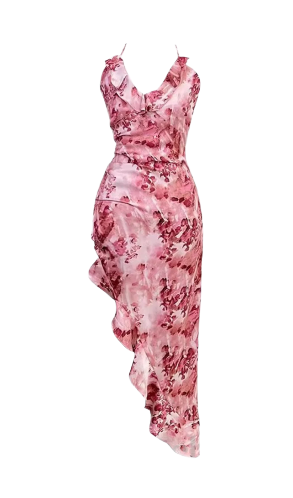 FLORAL RUFFLED SKEW DRESS