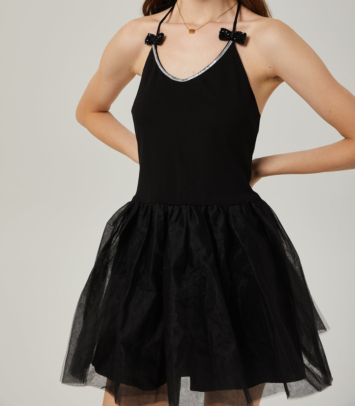 Juliette tulle bow-embellished mini dress