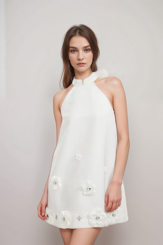 Aubrie faux-flower embellished dress