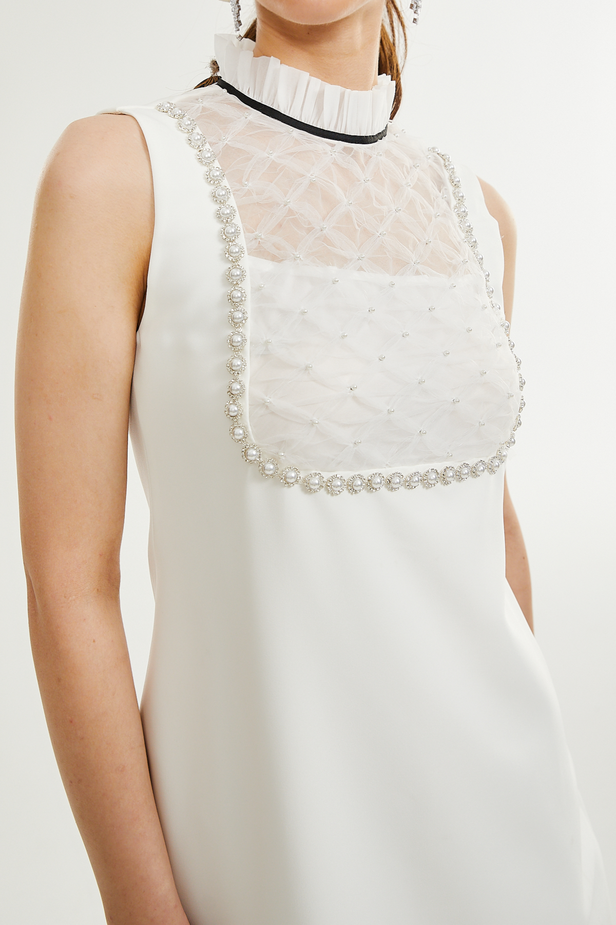 Adrielle white faux-pearl mini dress