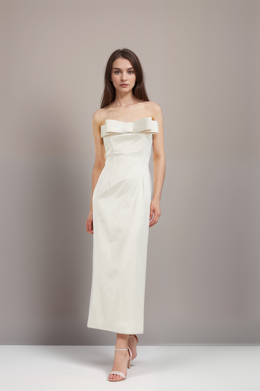 Lana bow-detail off-shoulder dress