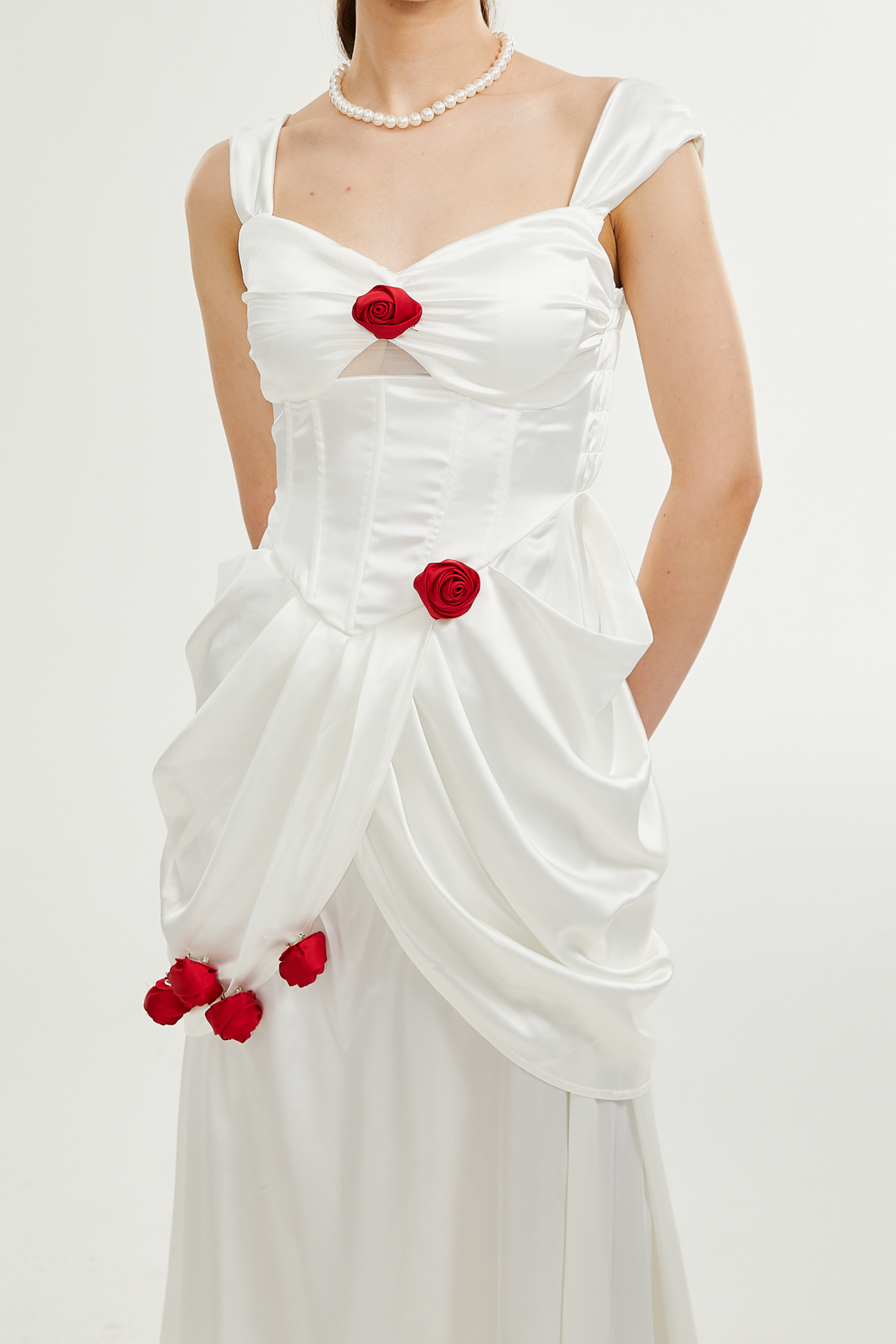 Adelita rose-detail pleated maxi dress