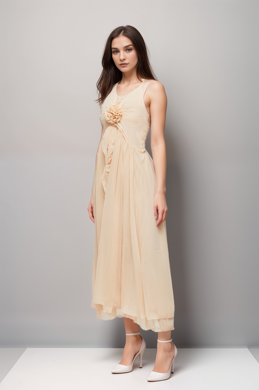 Élodie ruffled faux-flower maxi dress