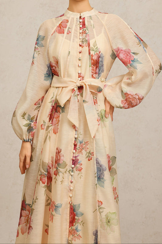 Neal Long Sleeves Floral Printed Maxi Dress