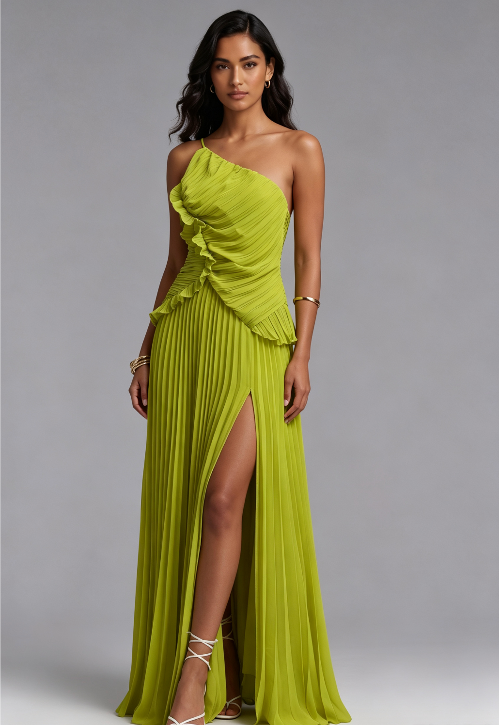 Lime Green Chiffon A-Line Gown