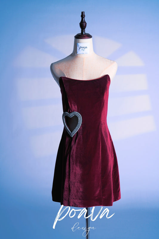 Velvet bandage mini dress in purple