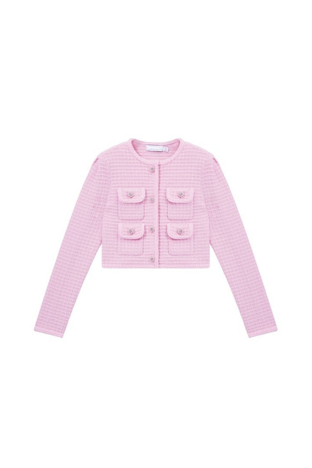 PINK SEQUIN TEXTURED KNIT JACKET
