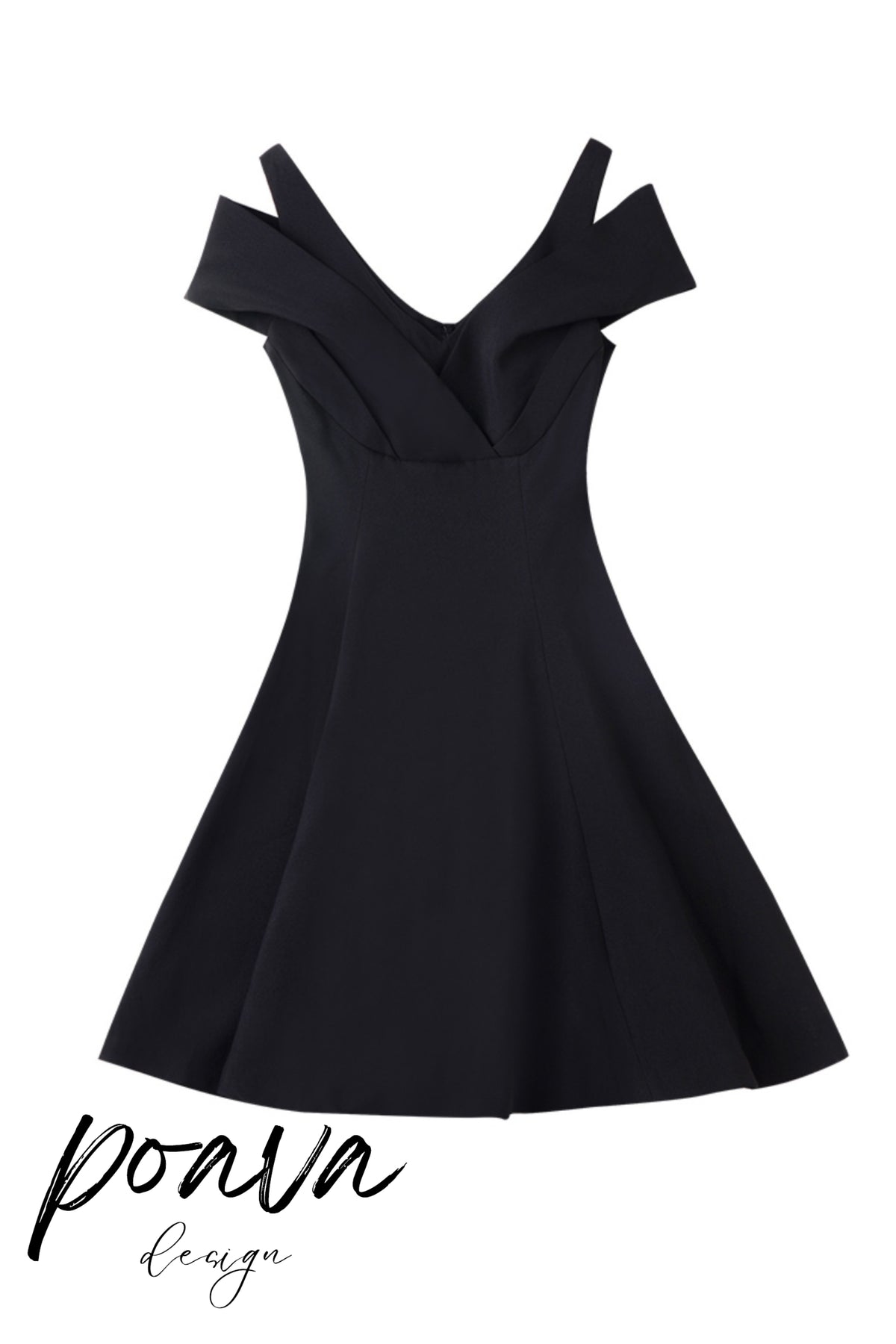 V neck mini dresses in black
