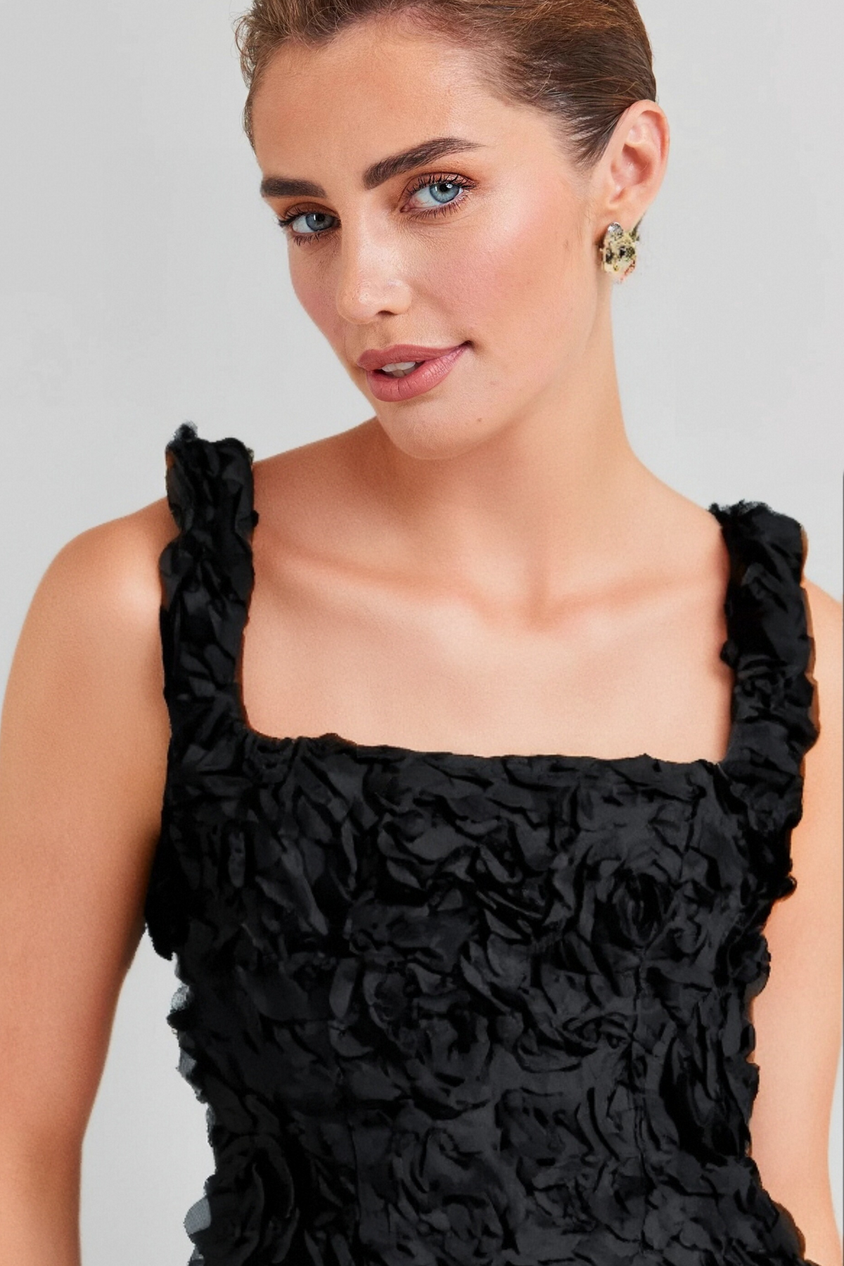 BLACK FLOWER MINI DRESS