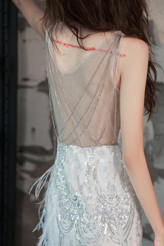 Sequin high split maxi Dress