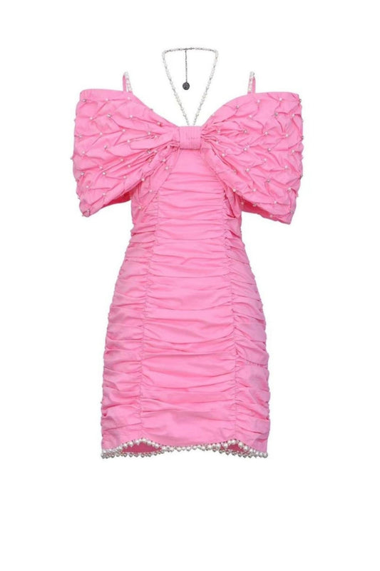 PEARL BOWKNOT MINI DRESS