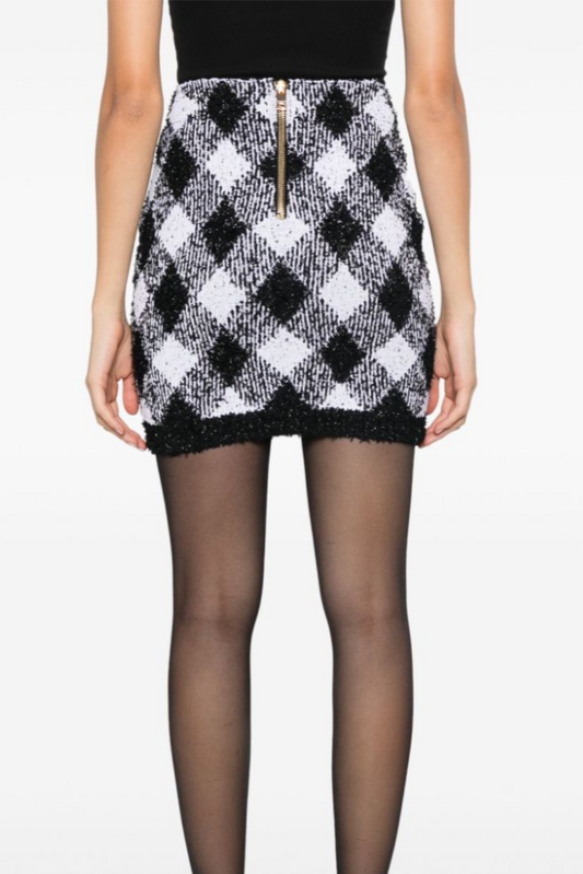 gingham tweed mini skirt