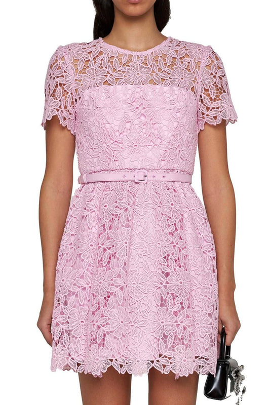 Lace mini dress in pink