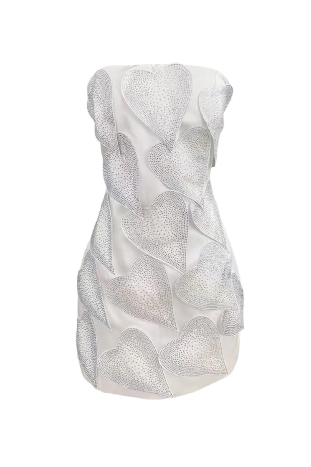 crystal leaf embellished mini dress in white