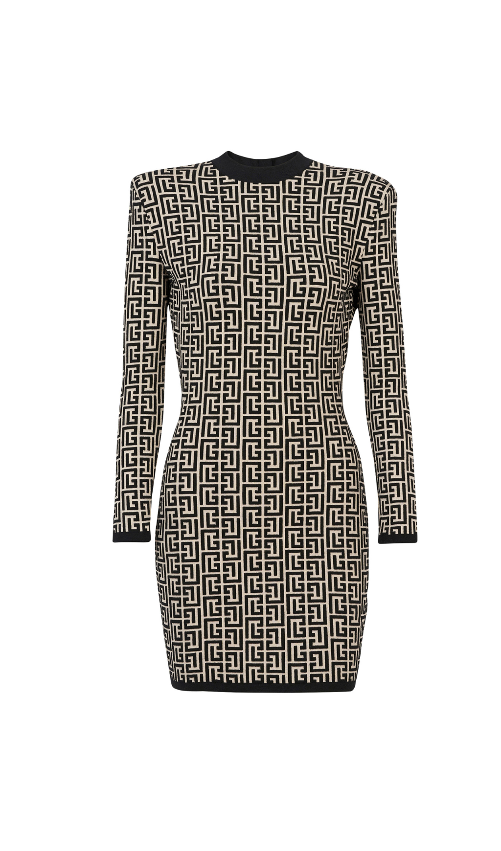 Short bicolor jacquard mini dress with monogram