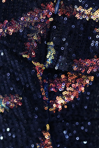 Navy Blue One-Shoulder Sequin Maxi Gown